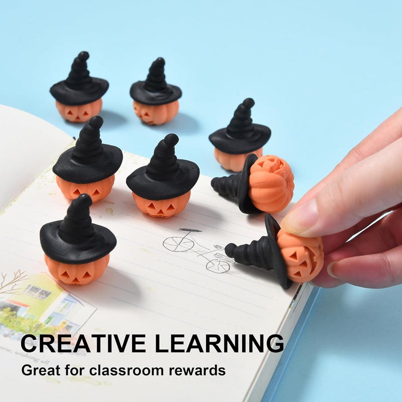 DOMG Halloween Pumpkin Erasers for Kids Bulk, 20Pcs 3D Mini Pumpkin Pencil Erasers Bulk for Classroom Prizes Party Favors Goody Bag Filler Gifts - Image 4